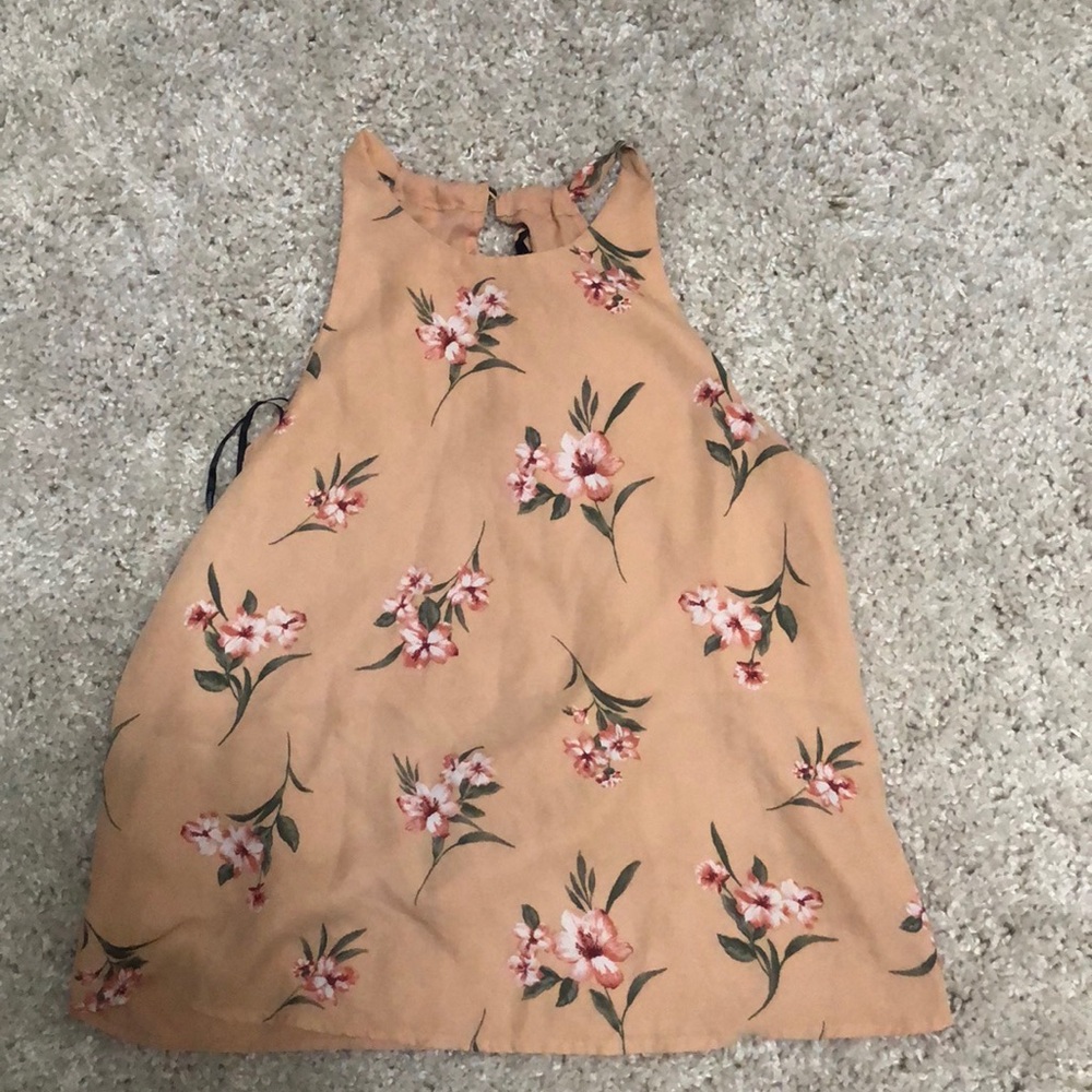 Pinkish tan floral print shirt